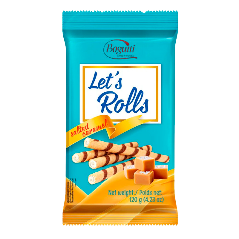 39027 LET'S ROLLS BARQUILLOS CARAMELO SALADO 120G