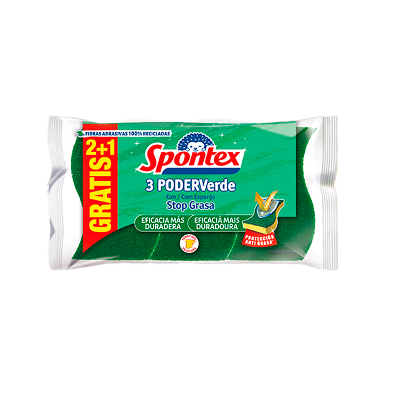 39192 SPONTEX ESTROPAJO 3 PODERVERDE STOP GRASA