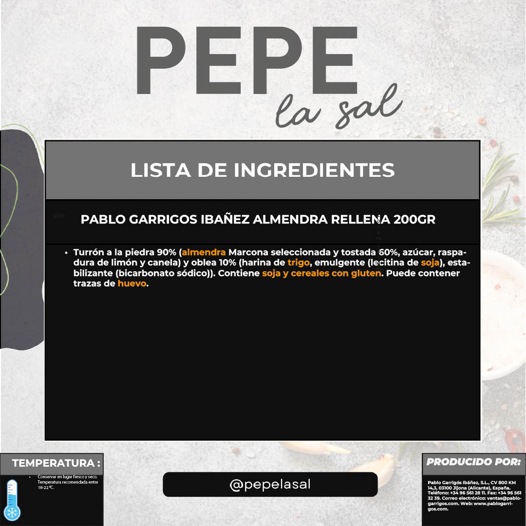 plantilla ingredientes