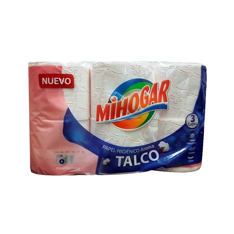 39650 MIHOGAR PAPEL HIGIENICO AROMA TALCO 6 ROLLOS