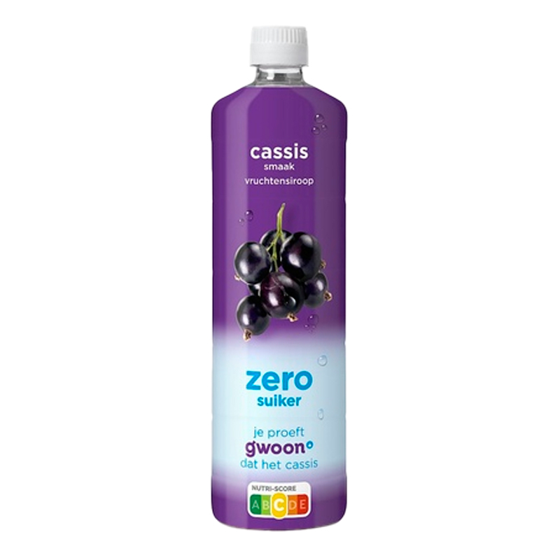 40463 GWOON CASSIS VRUCHTENSIROOP ZERO SUIKER 75CL