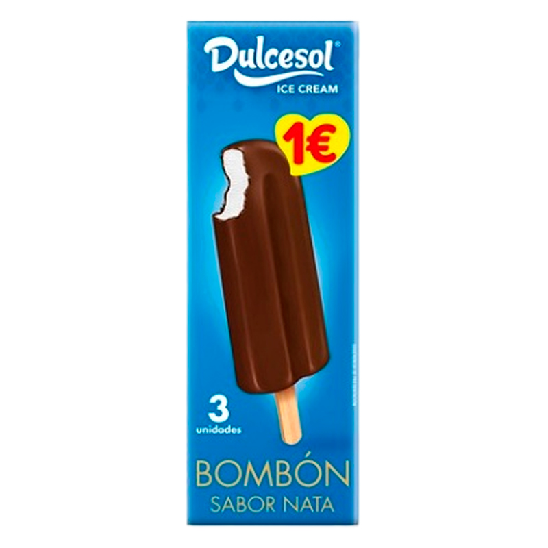 40465 DULCESOL ICE CREAM BOMBÓN SABOR NATA 3 UNID