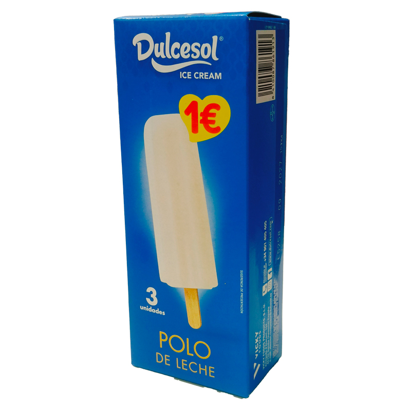 40467 DULCESOL ICE CREAM POLO DE LECHE 3 UNID