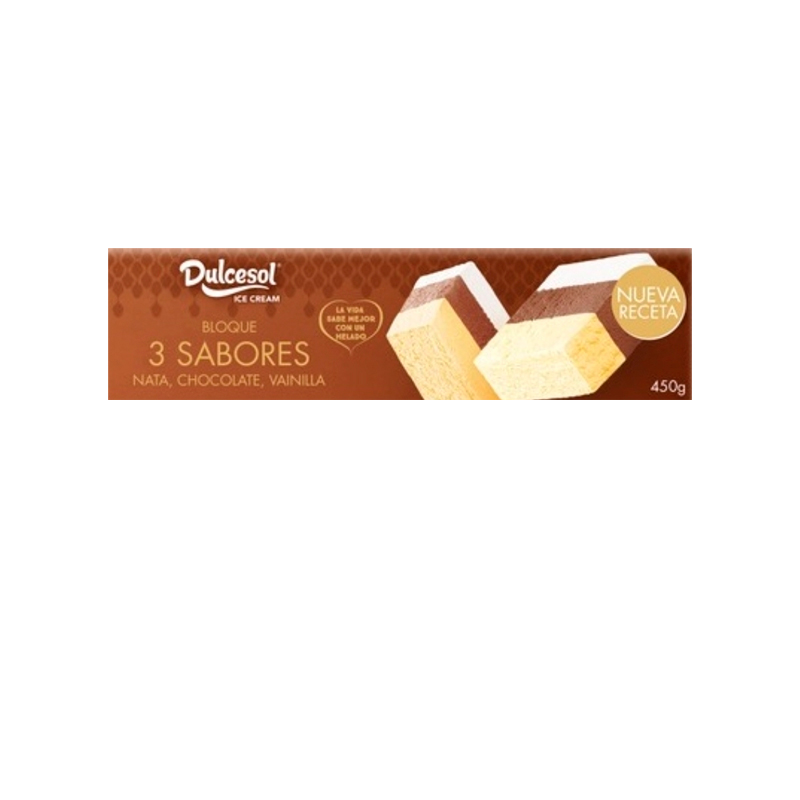 40474 DULCESOL ICE CREAM BLOQUE 3 SABORES 500GR