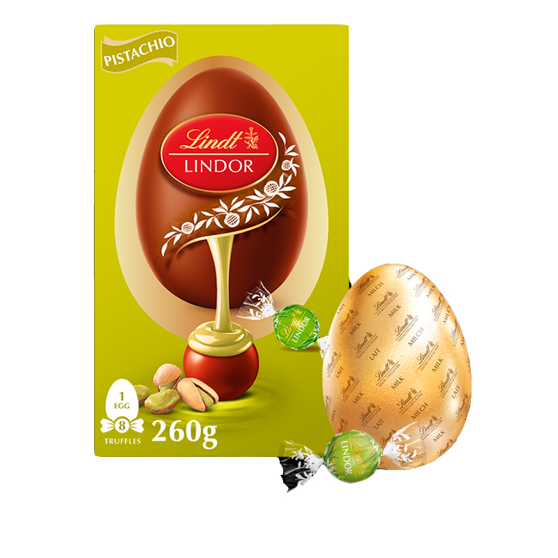 40795 LINDT HUEVO CHOCOLATE BOMBON PISTACHO 260GR