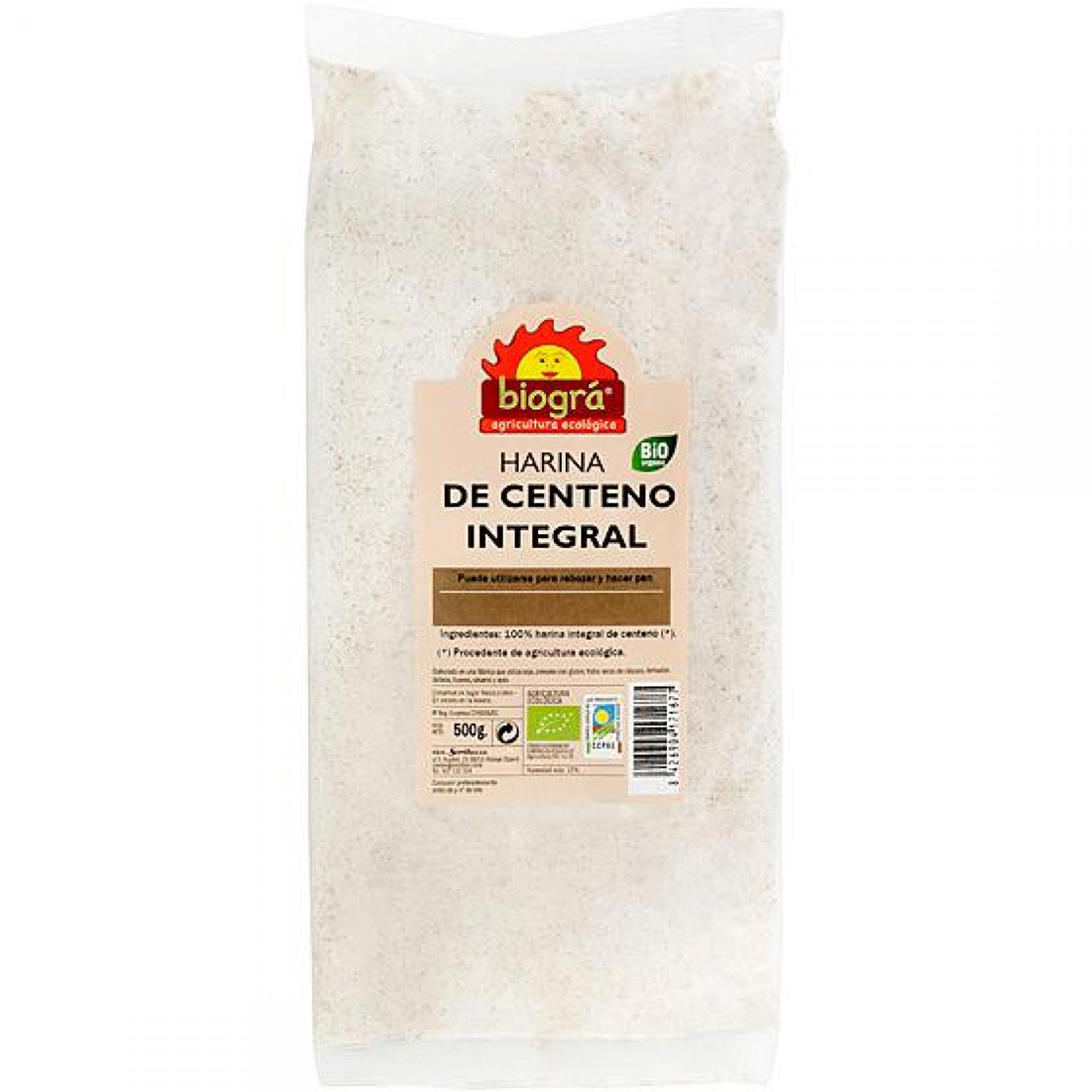 BIOGRA HARINA CENTENO INTEGRAL 500GR.